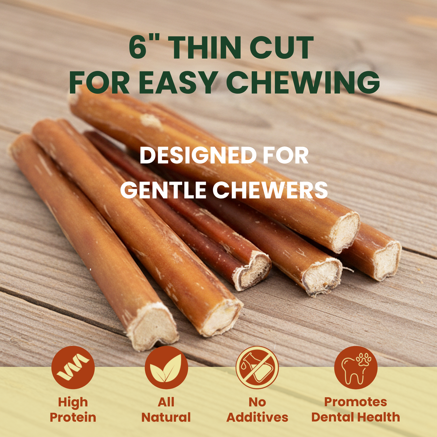 10 Pack 6" Thin Beef Bully Sticks
