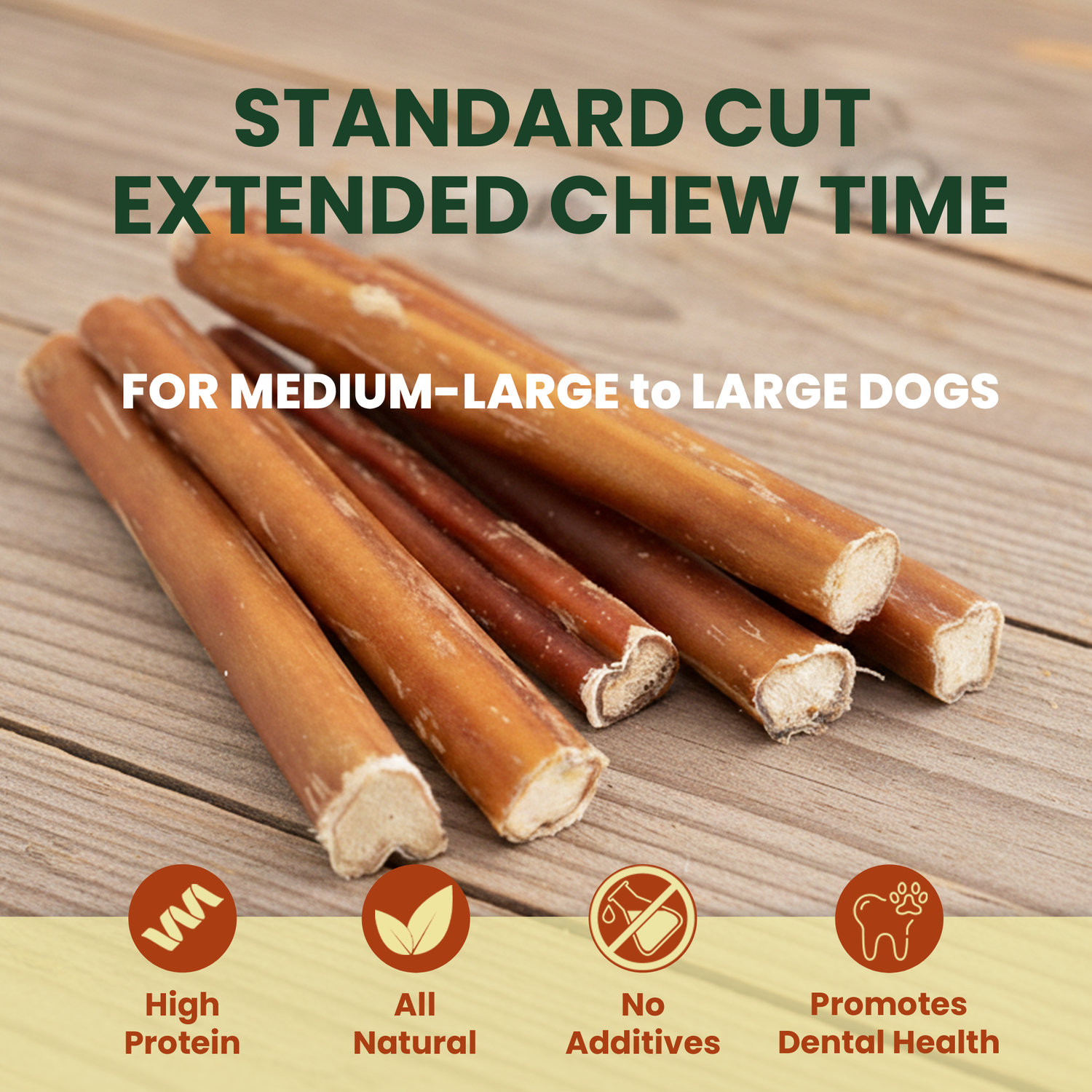 4 Pack 12" Standard Beef Bully Sticks