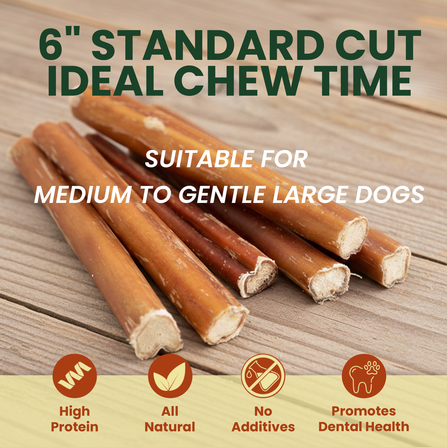 10 Pack 6" Standard Beef Bully Sticks