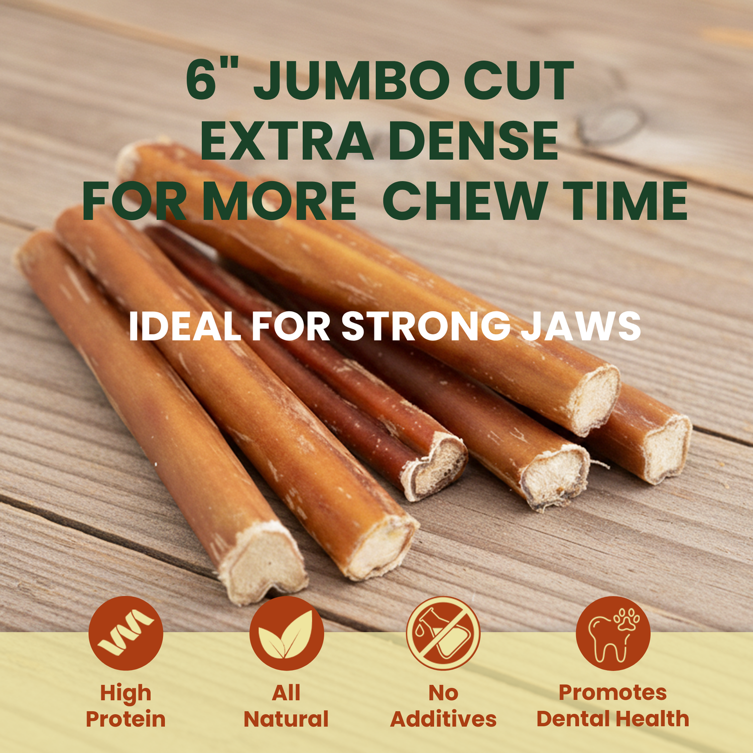12 Pack 6" Jumbo Beef Bully Sticks