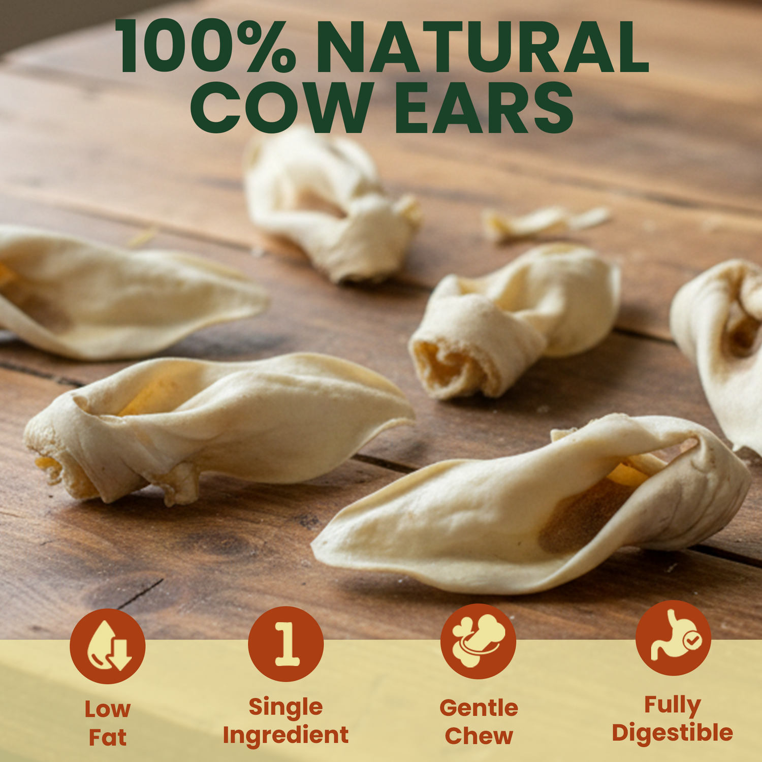 12 Pack Standard Hairless Cow Ears