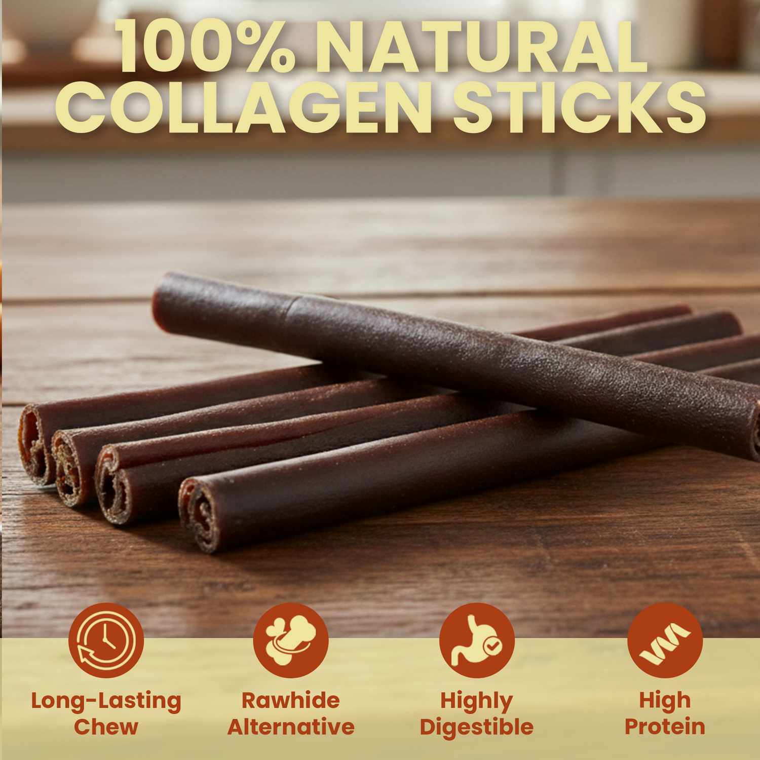 10 Pack 6" Standard Beef Collagen Sticks