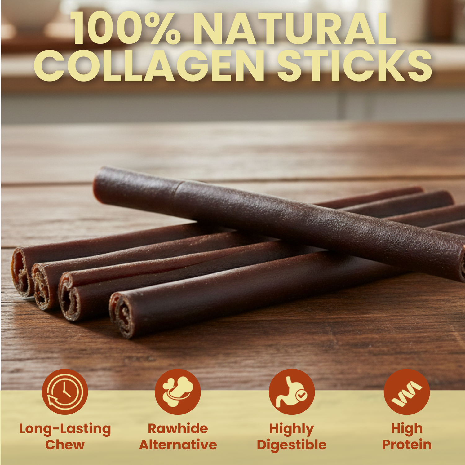 25 Pack 6" Standard Beef Collagen Sticks